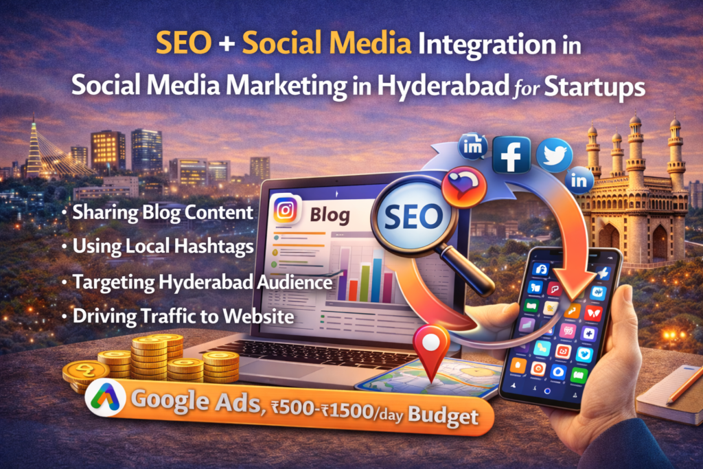 SEO + Social Media Integration in Social Media Marketing in Hyderabad for Startups