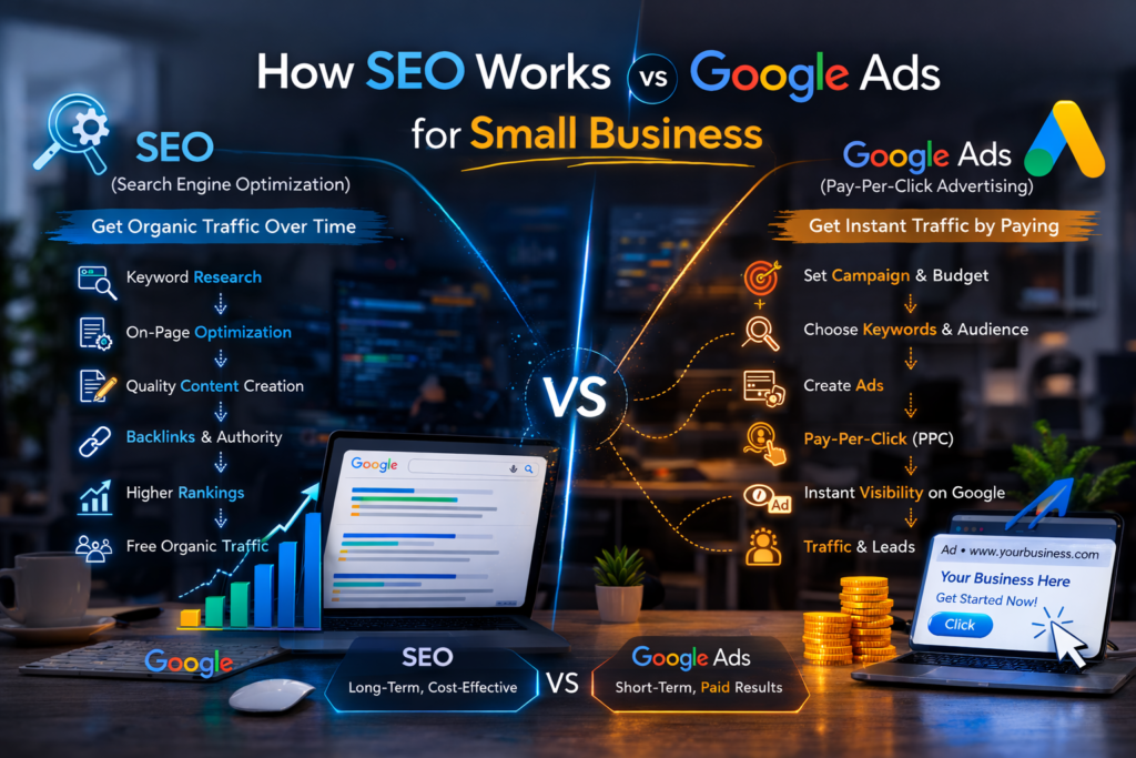 How SEO vs Google Adsfor Small Business Works