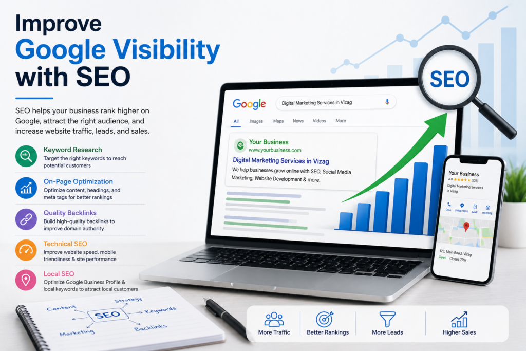 Small businesses in Vizag using professional website design for better customer engagement and online business growth.