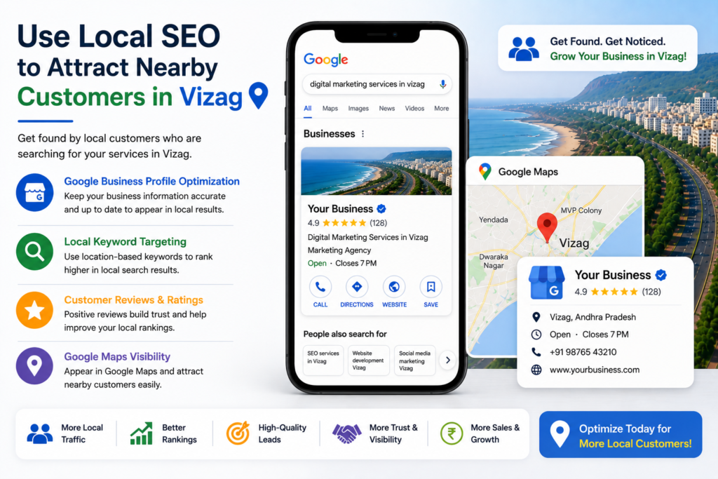 Local SEO strategies helping businesses attract nearby customers, improve Google rankings, and increase local visibility online.